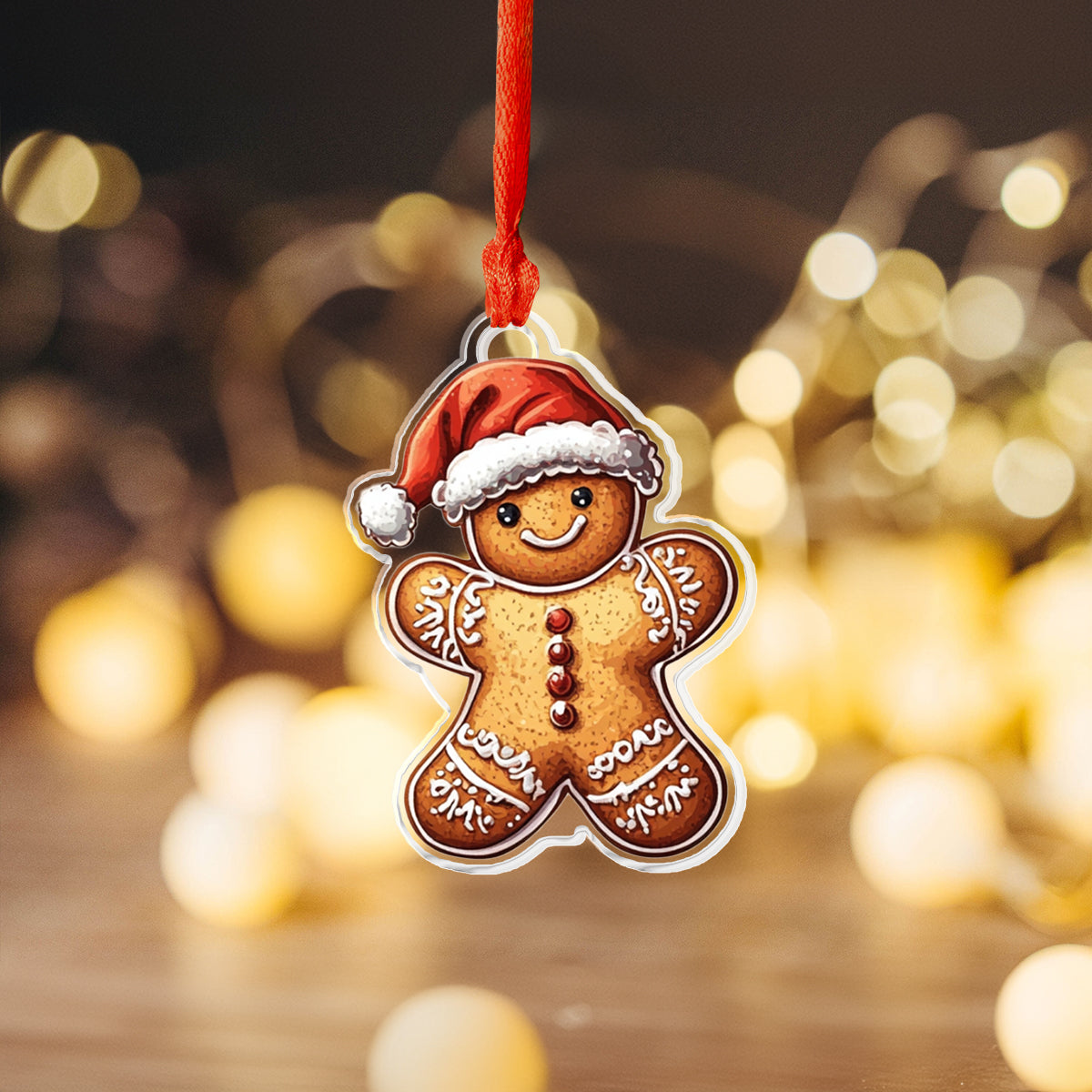 Acrylic Ornament Christmas Element Gingerbread Trendy Everyday Merch Gift Memorable Merch Keepsake