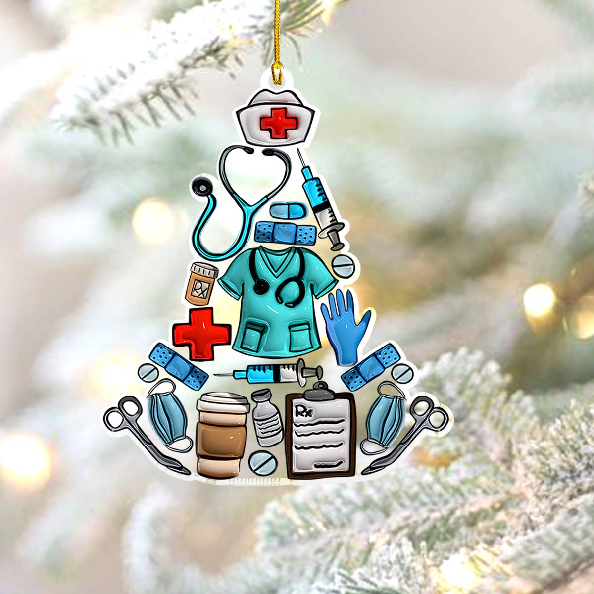 Acrylic Ornament Christmas Tree Puffy Nurse Must-Have Holiday Tree Ornament