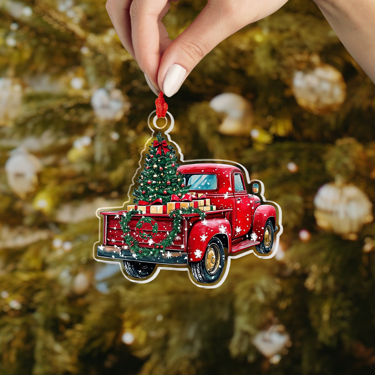 Acrylic Ornament Christmas Truck Memorable Family Ornament