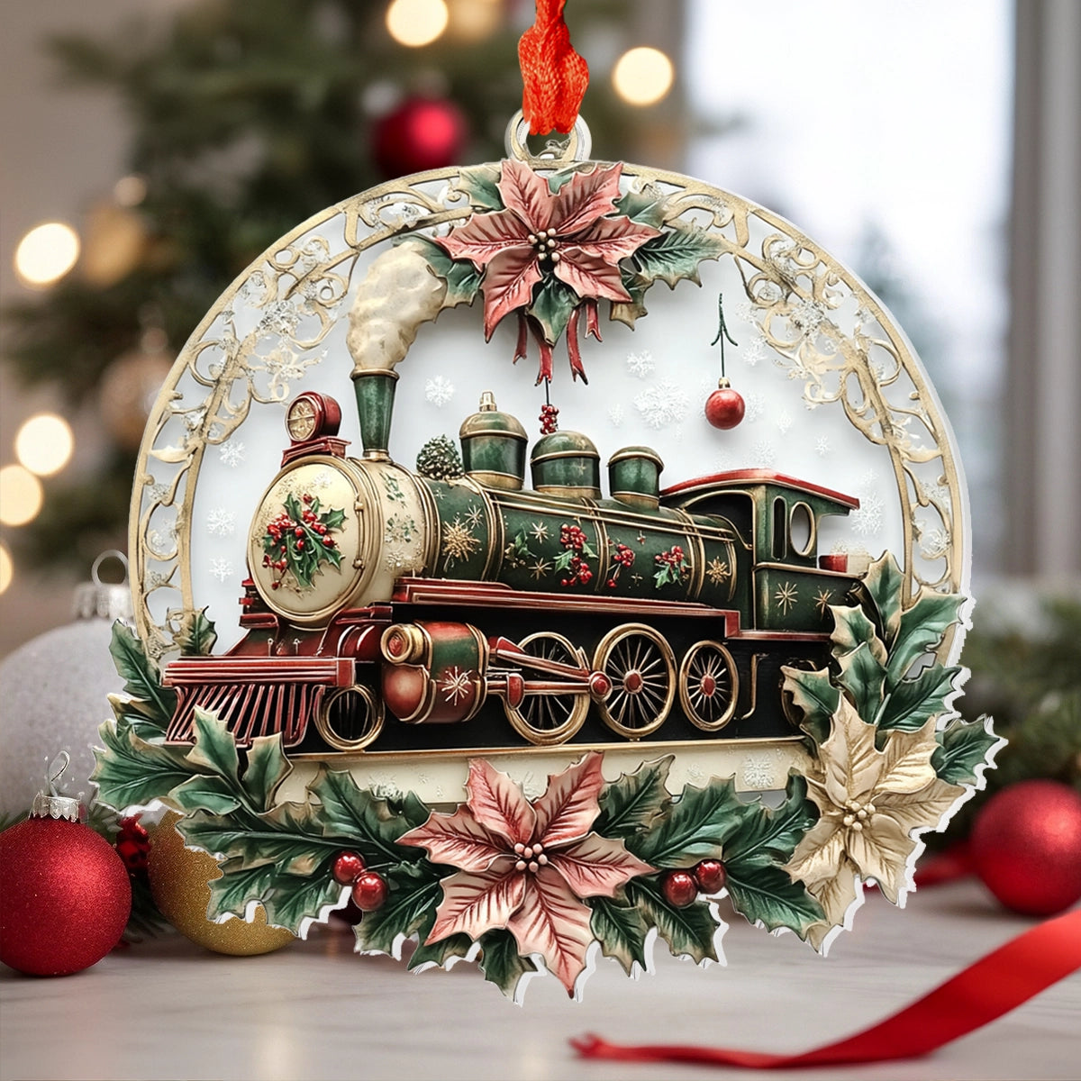 Acrylic Ornament Classic Christmas Train Festive Merch Ornament Design
