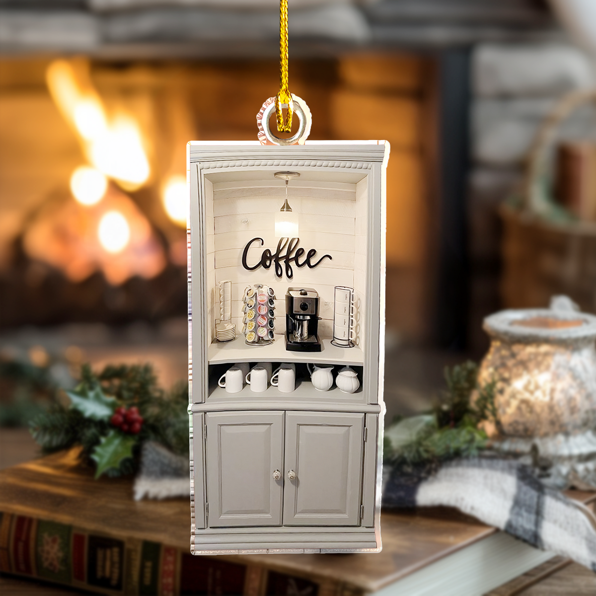 Acrylic Ornament Coffee Bar Warm Winter Home Ornament
