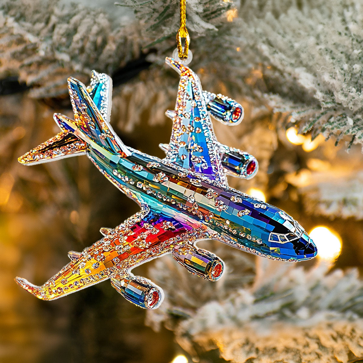 Acrylic Ornament Colorful Airplane Joyful Christmas Ornament Keepsake