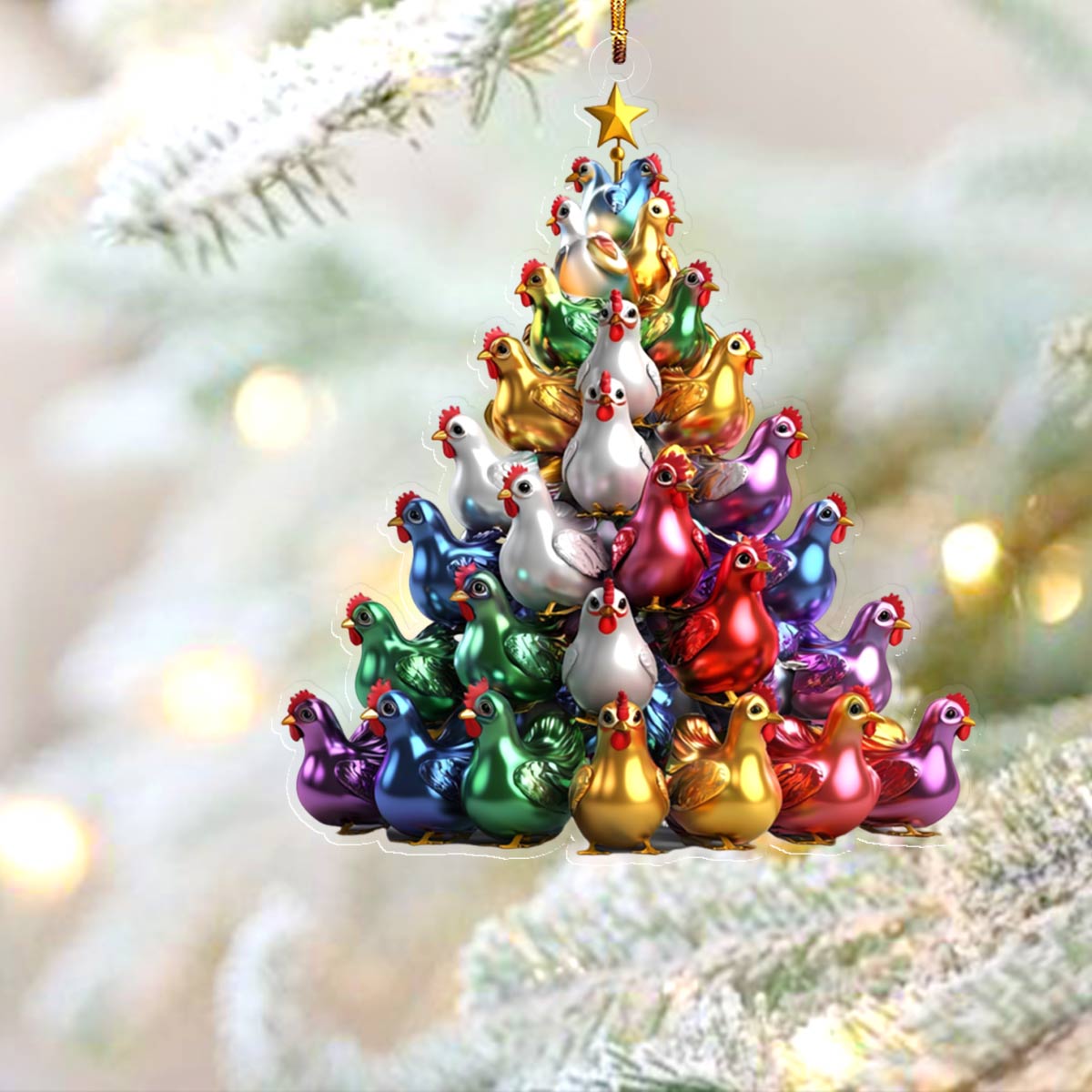 Acrylic Ornament Colorful Chickens Christmas Tree Perfect Ornament Gift For Her