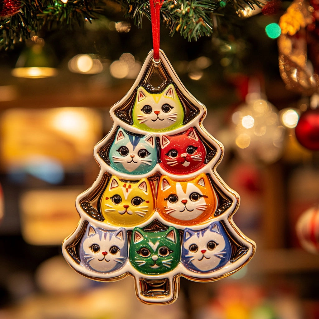 Acrylic Ornament Colorful Kitty Tree Elegant Christmas Tree Ornament