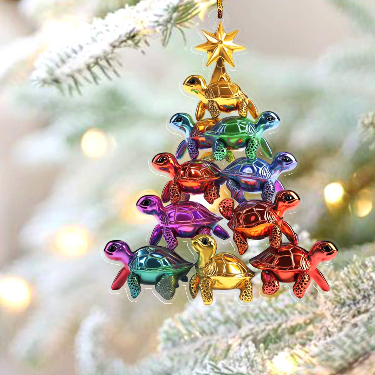 Acrylic Ornament Colorful Sea Turtles Lovely Cute Custom Christmas Ornament