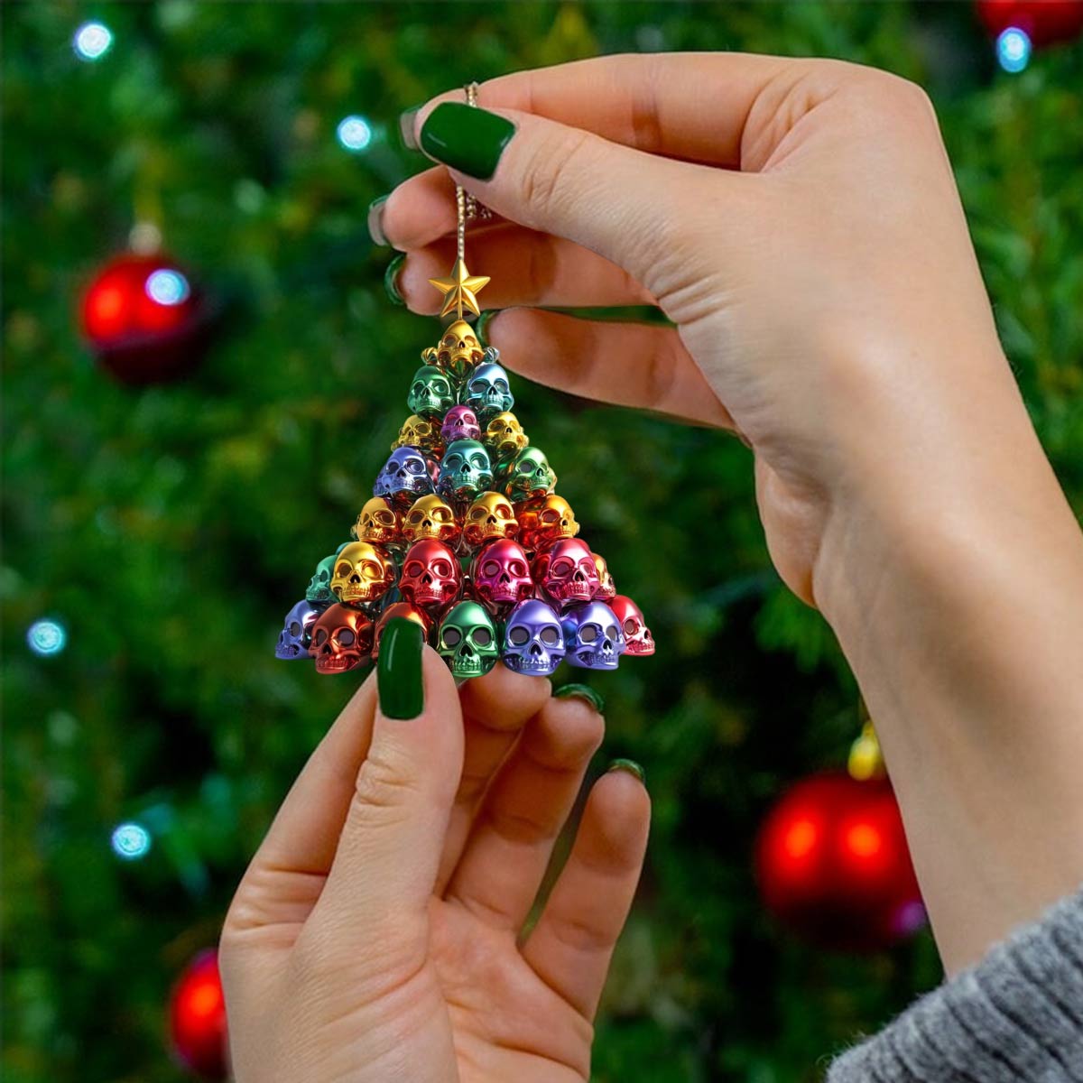 Acrylic Ornament Colorful Skulls Stylish Casual Wear Gift Must-Have Holiday Tree Ornament
