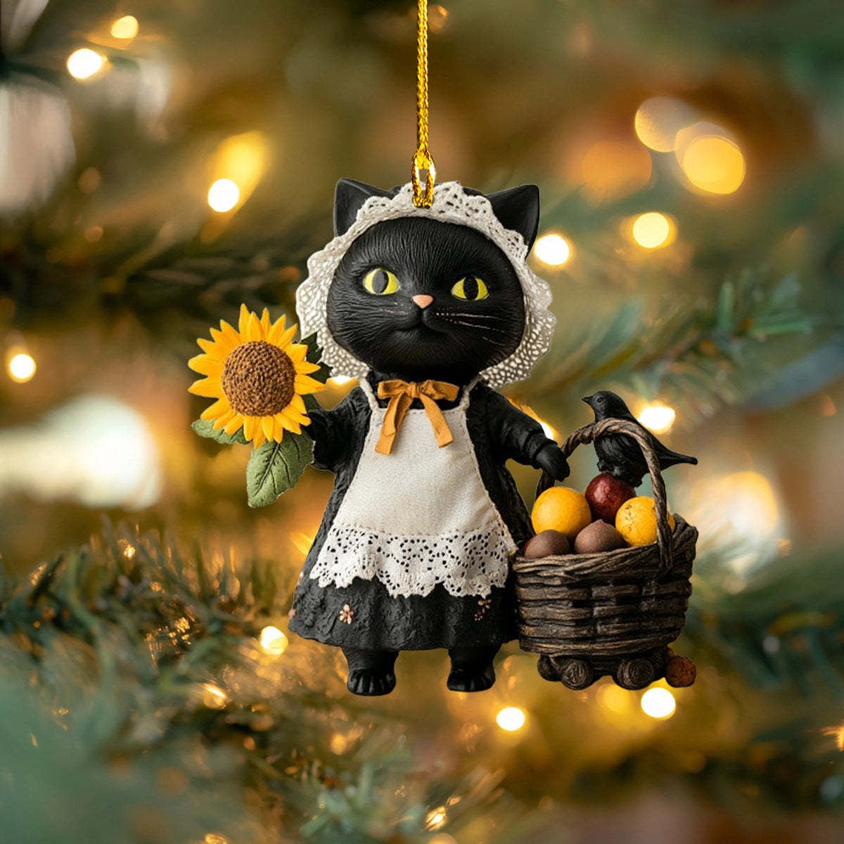 Acrylic Ornament Country Harvest Cat Charm Festive Living Room Ornament