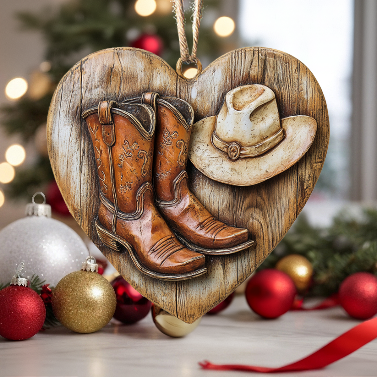 Acrylic Ornament Cowboy Heart Trendy Everyday Merch Gift Stylish Merch Ornament Design