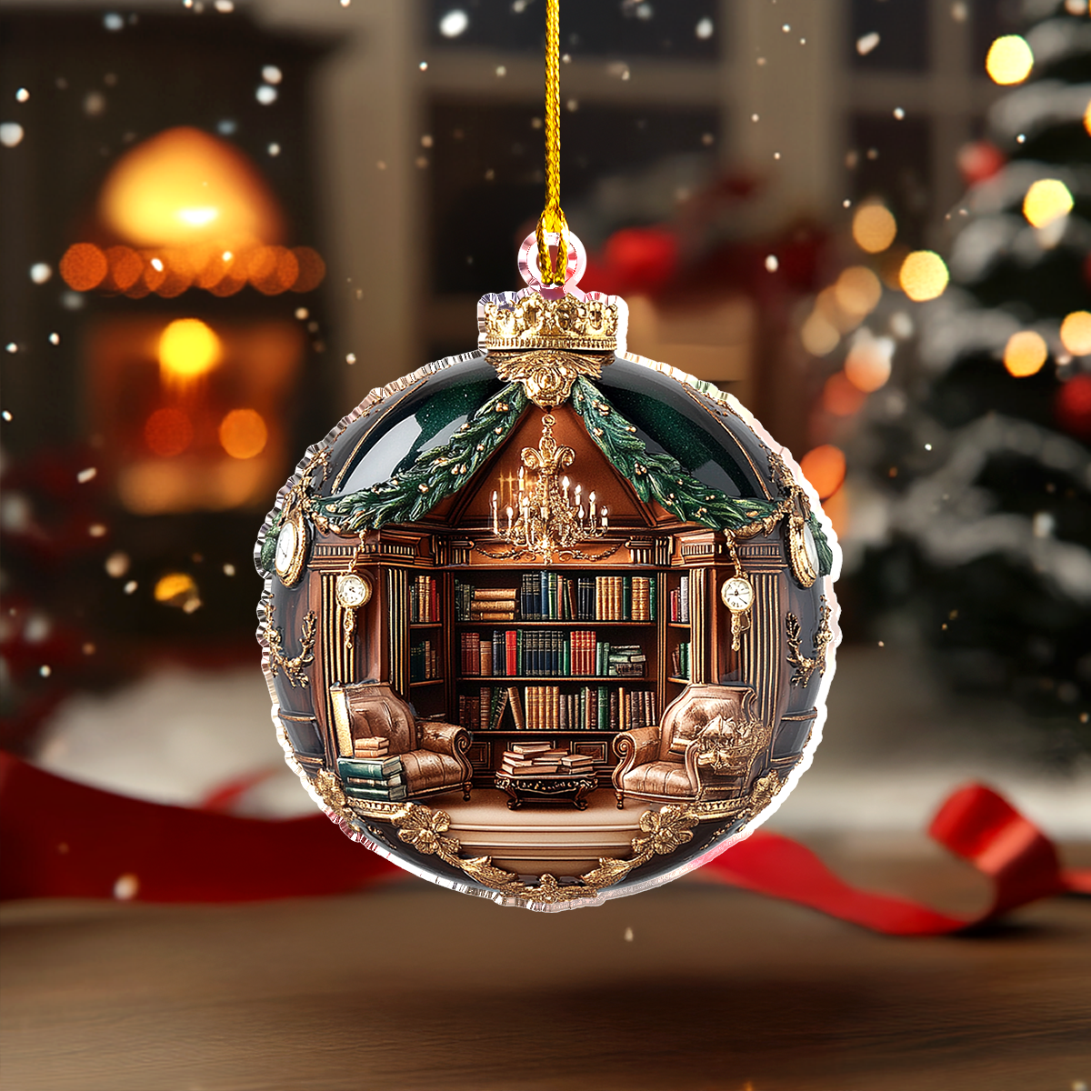 Acrylic Ornament Cozy Book Nook Thoughtful Ornament For Dad