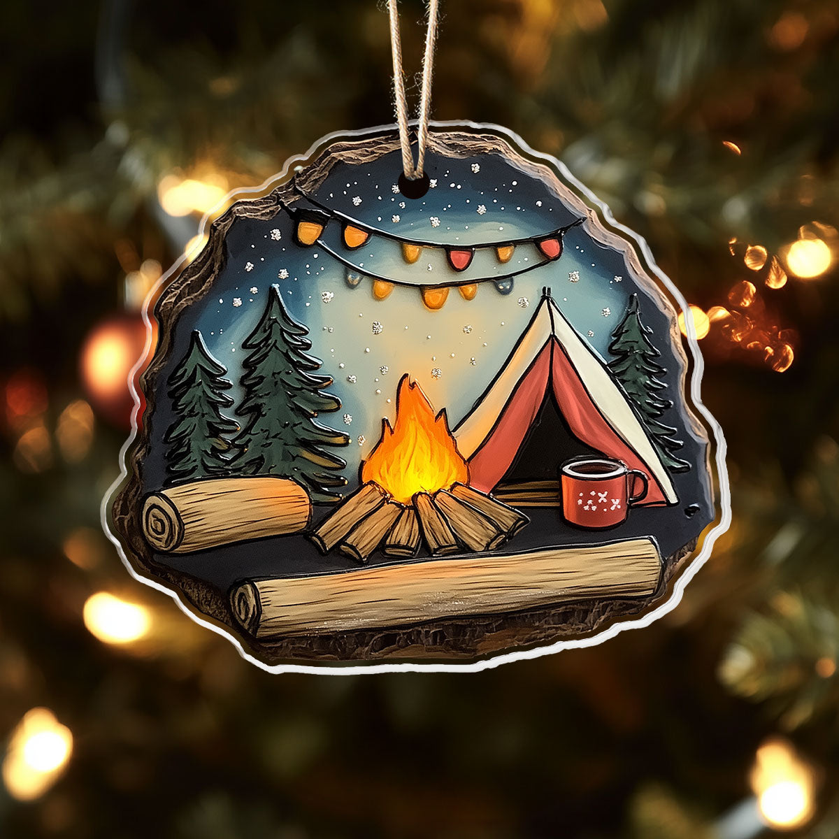 Acrylic Ornament Cozy Campfire Holiday Merch Decor Idea