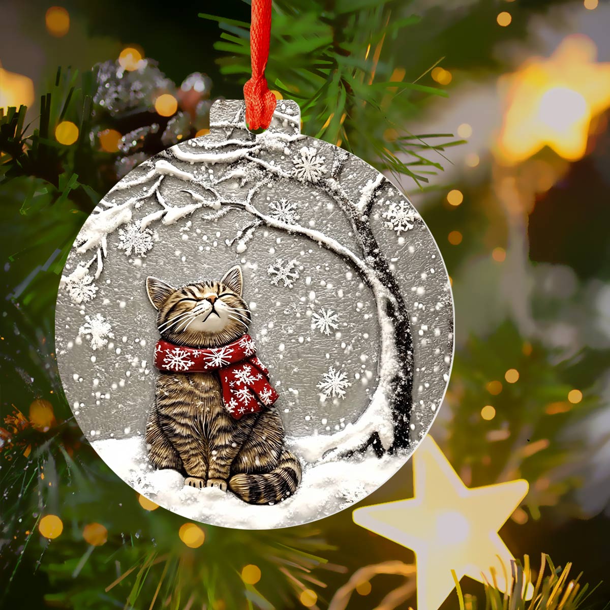 Acrylic Ornament Cozy Cat Adorable Ornament For Friends