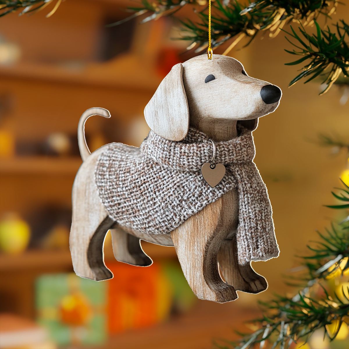 Acrylic Ornament Cozy Dachshund Beautiful Ornament For Family