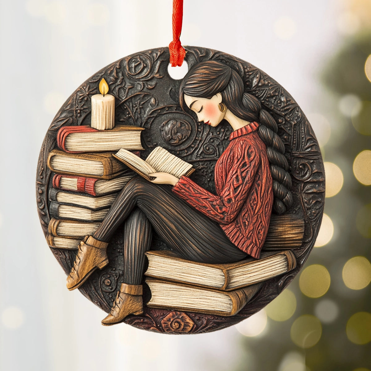 Acrylic Ornament Cozy Reading Corner Heartwarming Holiday Decoration