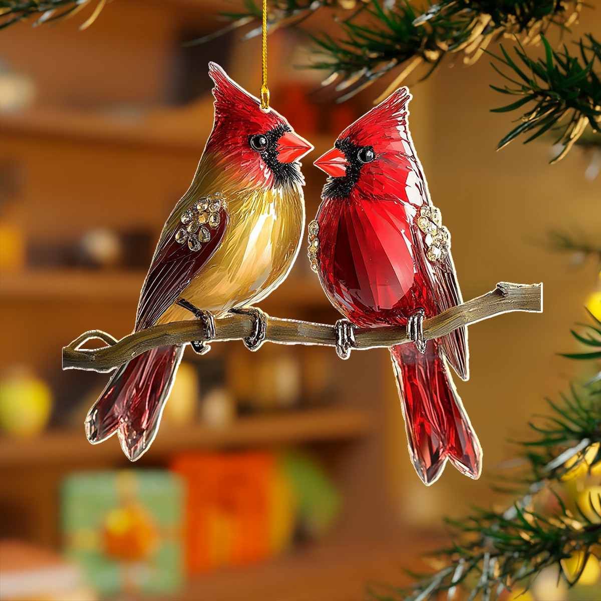 Acrylic Ornament Crystal Cardinal Stylish Merch Ornament Design