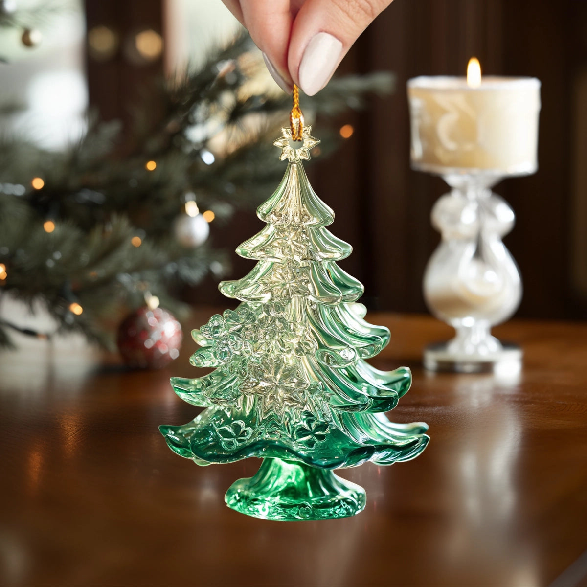 Acrylic Ornament Crystal Frost Evergreen Glow Christmas Ornament for Merch Lovers