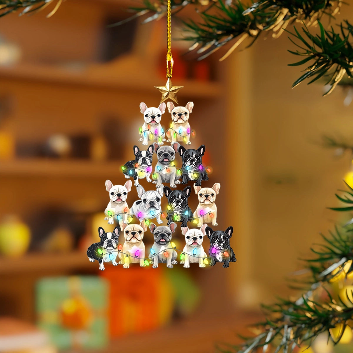 Acrylic Ornament Cuddle Time Frenchie Festive Merch Ornament Design