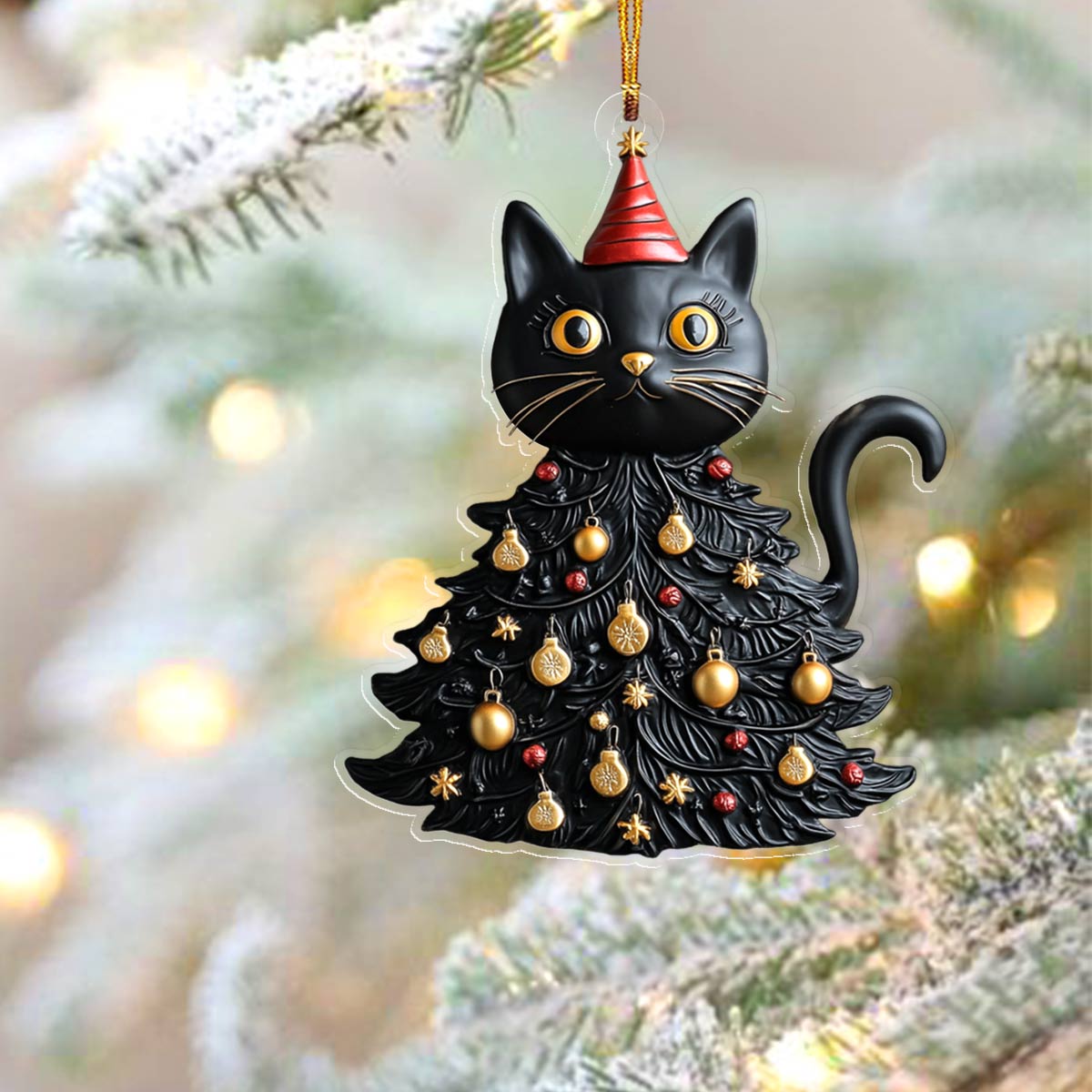 Acrylic Ornament Cute Black Cat Heartfelt Ornament For Mom
