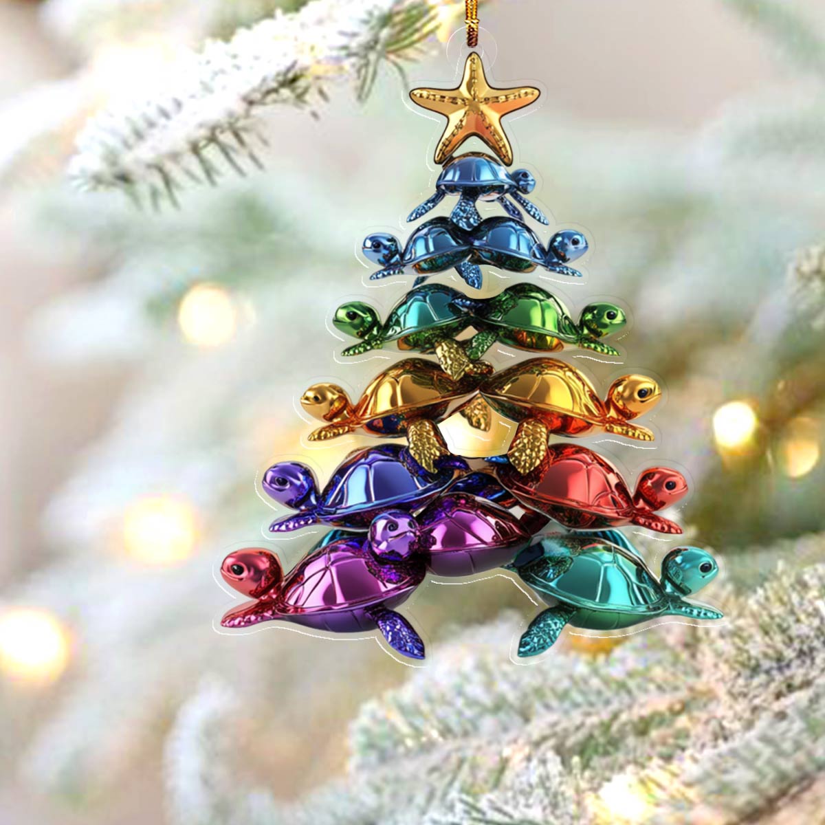 Acrylic Ornament Cute Colorful Sea Turtles Christmas Tree Must-Have Holiday Tree Ornament