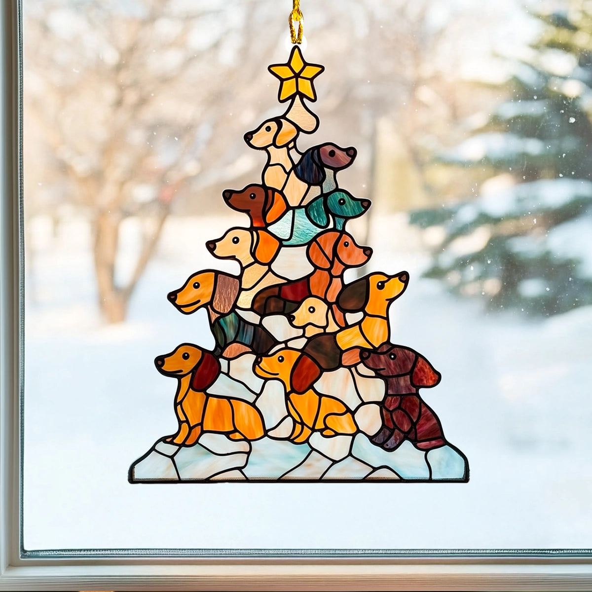 Acrylic Ornament Cute Dachshund Christmas Tree Festive Christmas Tree Ornament