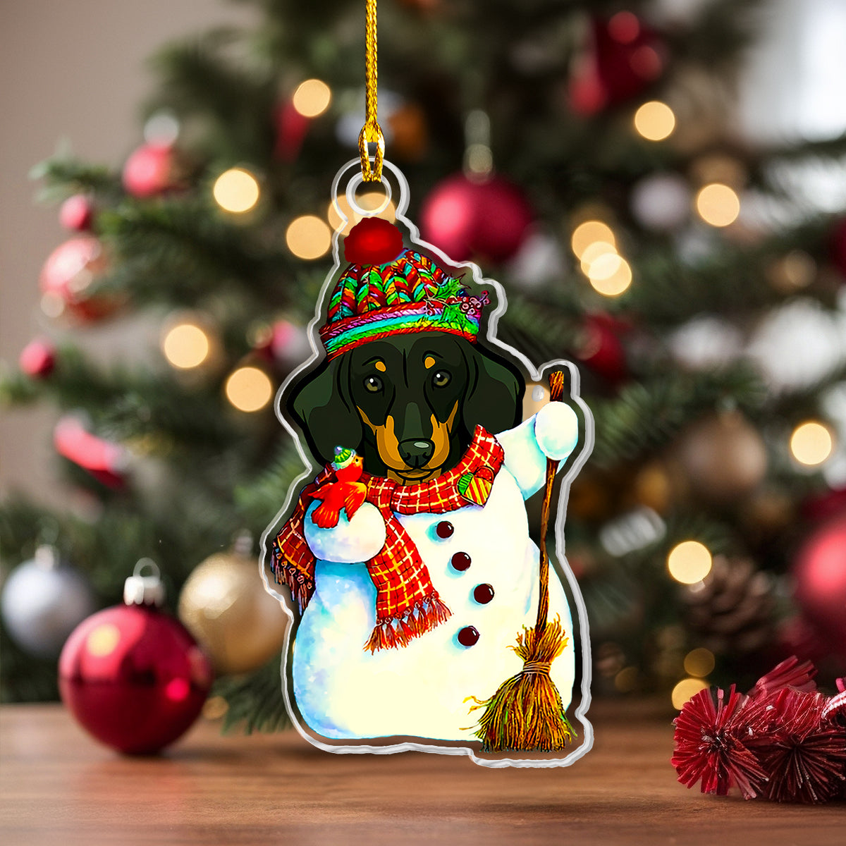 Acrylic Ornament Cute Dachshund Snowman Charming Personalized Ornament
