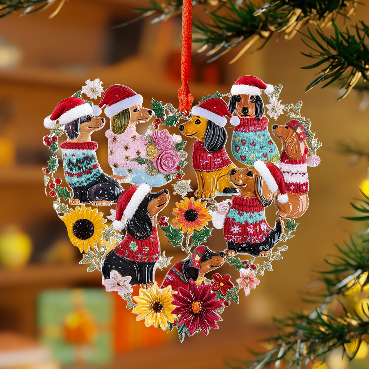 Acrylic Ornament Cute Dachshund Unique Keepsake Ornament Gift