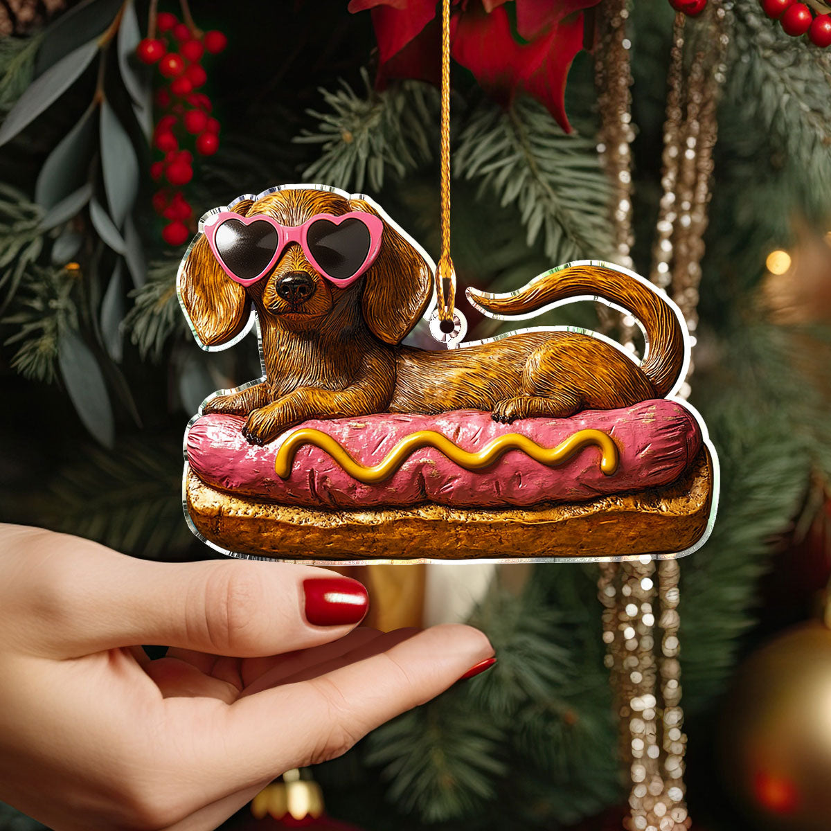 Acrylic Ornament Cute Hot Dog Charming Ornament For Couples