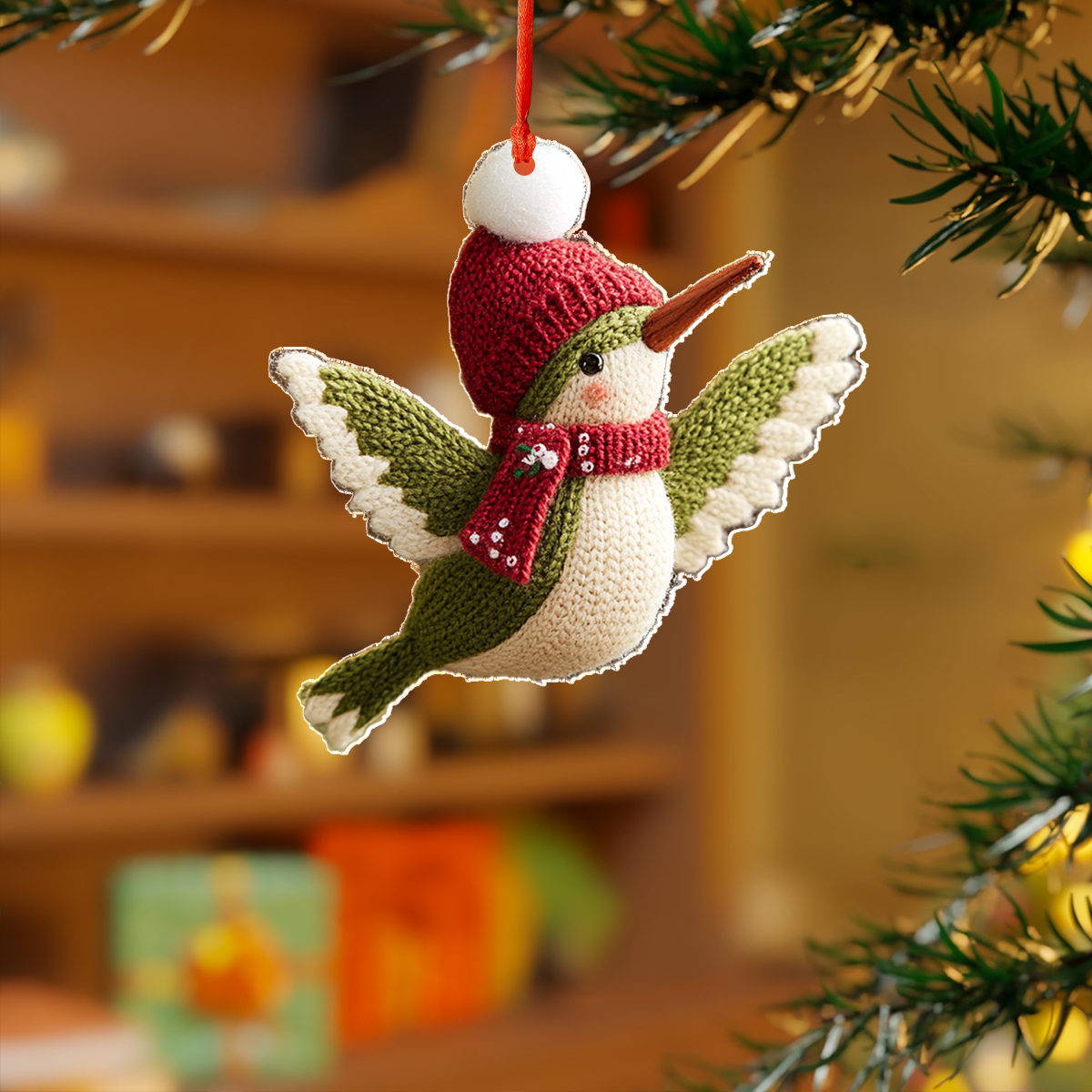 Acrylic Ornament Cute Hummingbird Knitting Charming Ornament For Couples