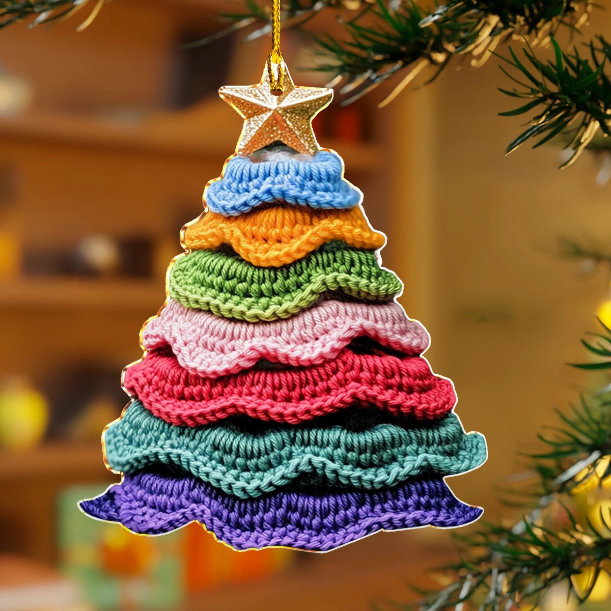 Acrylic Ornament Cute Yarn Christmas Tree Heartwarming Holiday Decoration
