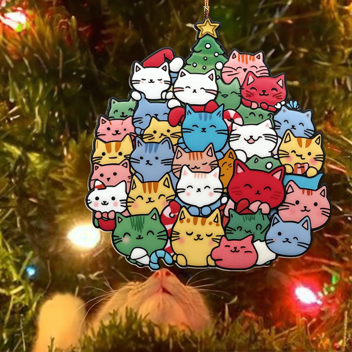 Acrylic Ornament Cuteness Overload Cats Christmas Beautiful Christmas Ornament Beautiful Ornament For Family