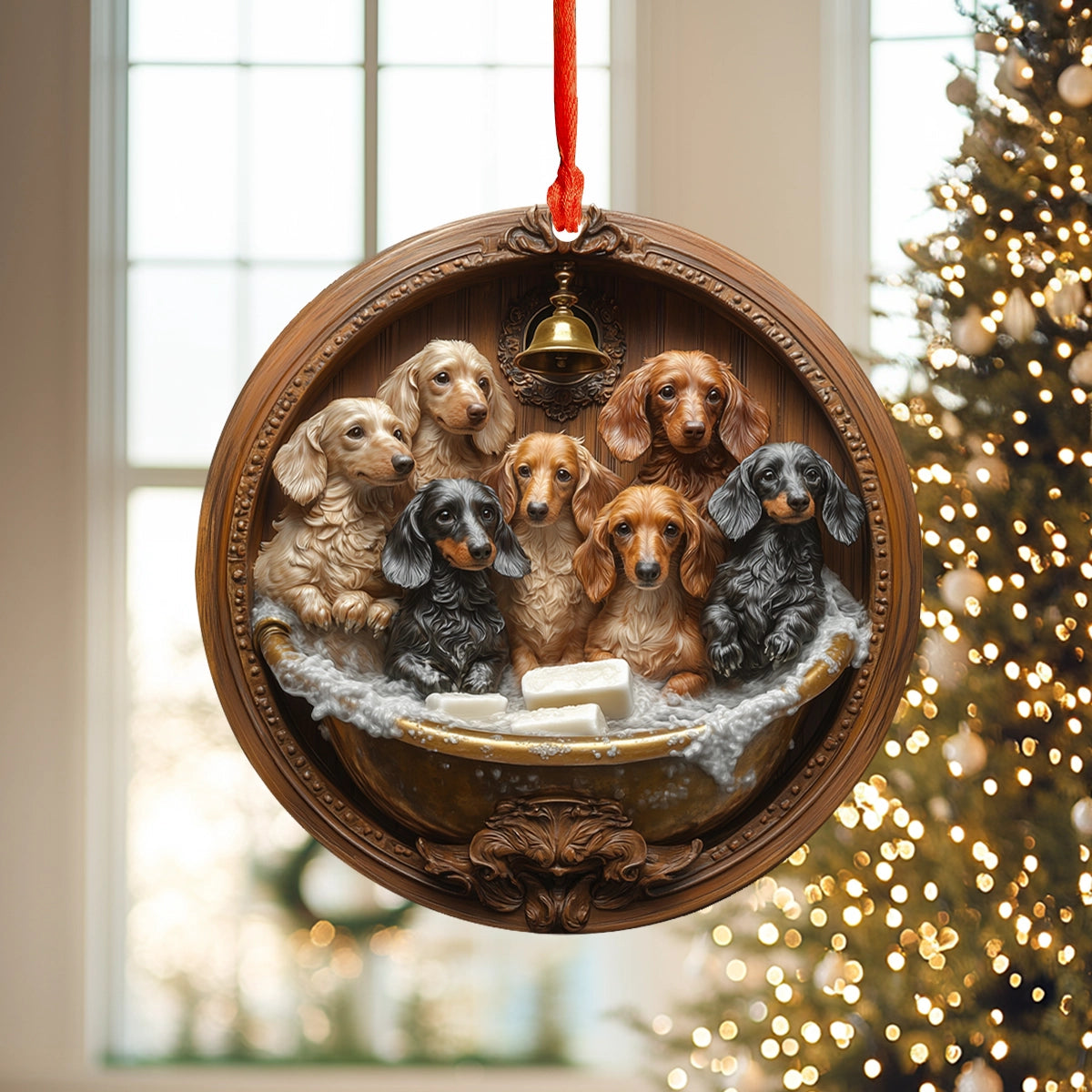 Acrylic Ornament Dachshund Bath Magical Christmas Spirit Ornament
