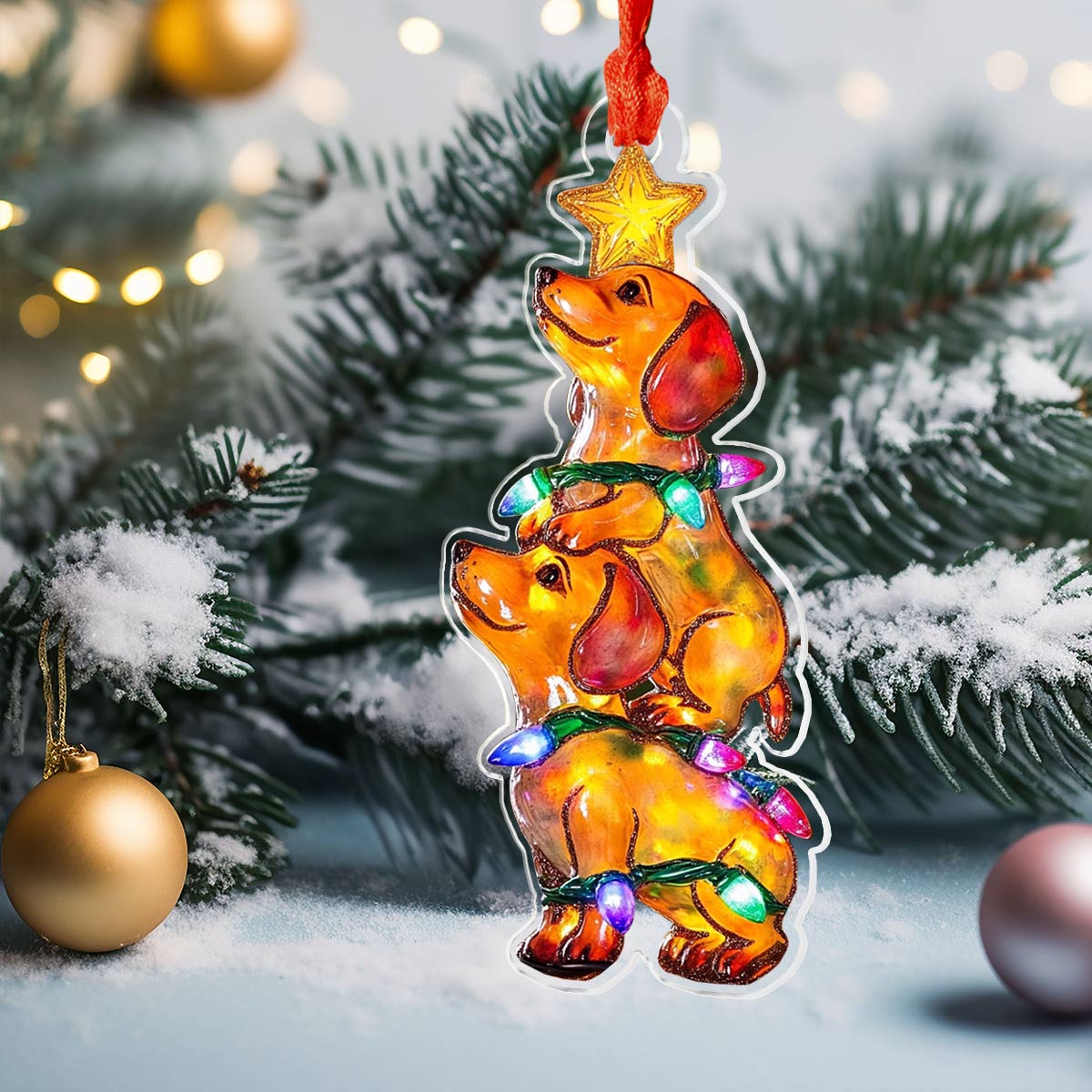 Acrylic Ornament Dachshund Christmas Adorable Ornament For Friends