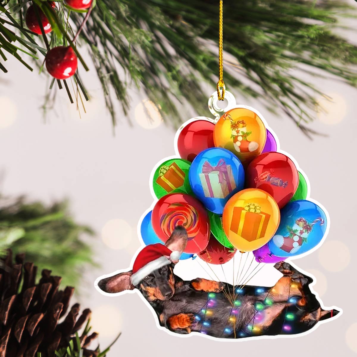 Acrylic Ornament Dachshund Christmas Balloon Festive Christmas Tree Ornament