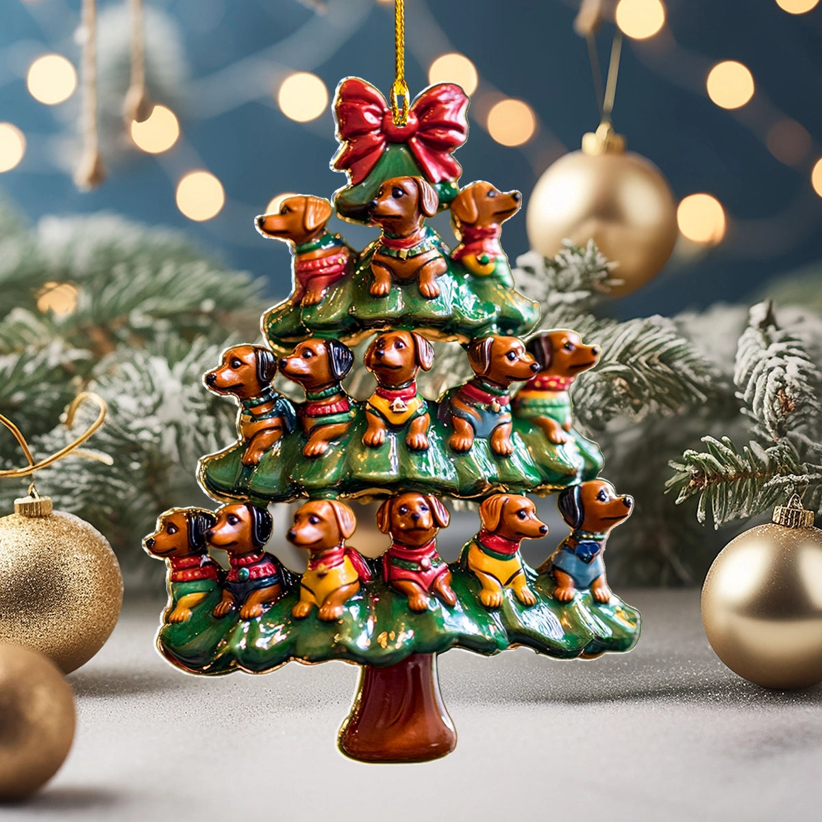 Acrylic Ornament Dachshund Christmas Tree Delight Unique Merch Gift Idea Perfect Holiday Tree Decoration