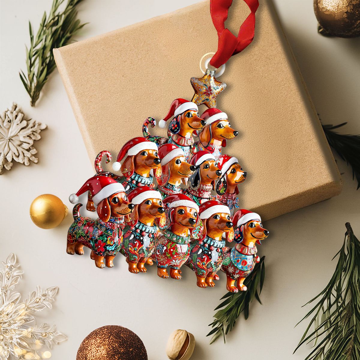 Acrylic Ornament Dachshund Christmas Tree Memorable Merch Keepsake