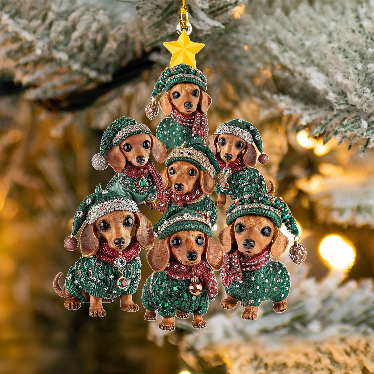 Acrylic Ornament Dachshund Christmas Tree Of Joy Stylish Merch Ornament Design
