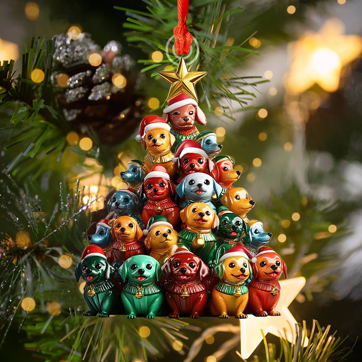 Acrylic Ornament Dachshund Christmas Tree.1 Charming Ornament For Couples Festive Christmas Tree Ornament