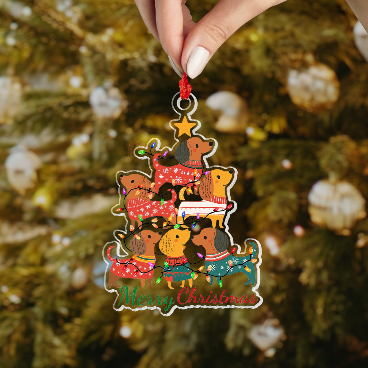 Acrylic Ornament Dachshund Christmas Tree.2 Thoughtful Merch For Birthday Charming Holiday Home Decoration