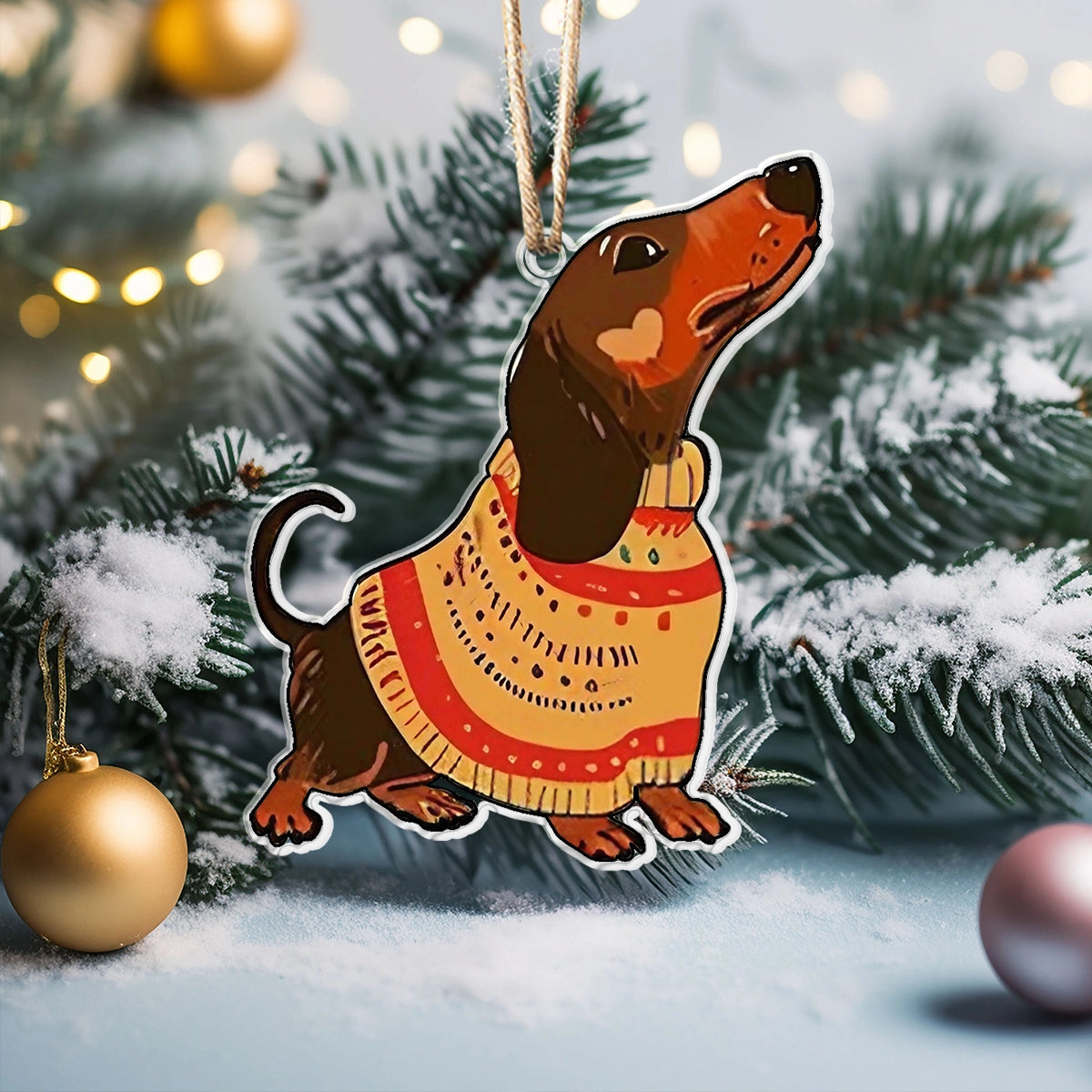 Acrylic Ornament Dachshund Delight Beautiful Christmas Ornament