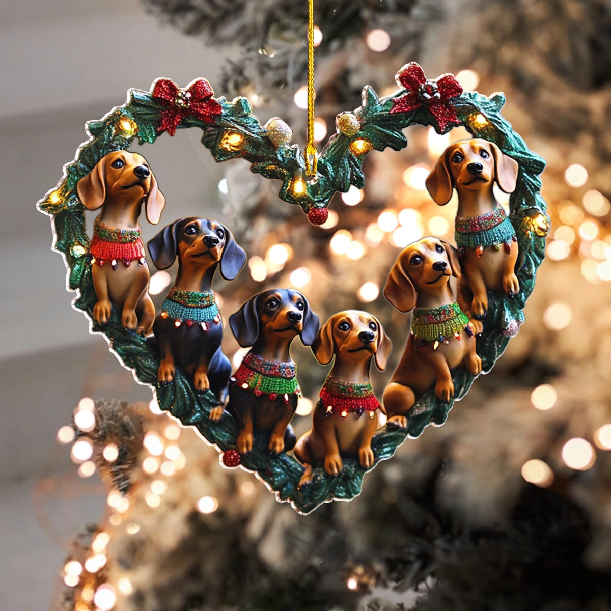 Acrylic Ornament Dachshund Delight Christmas Heart Magical Christmas Spirit Ornament