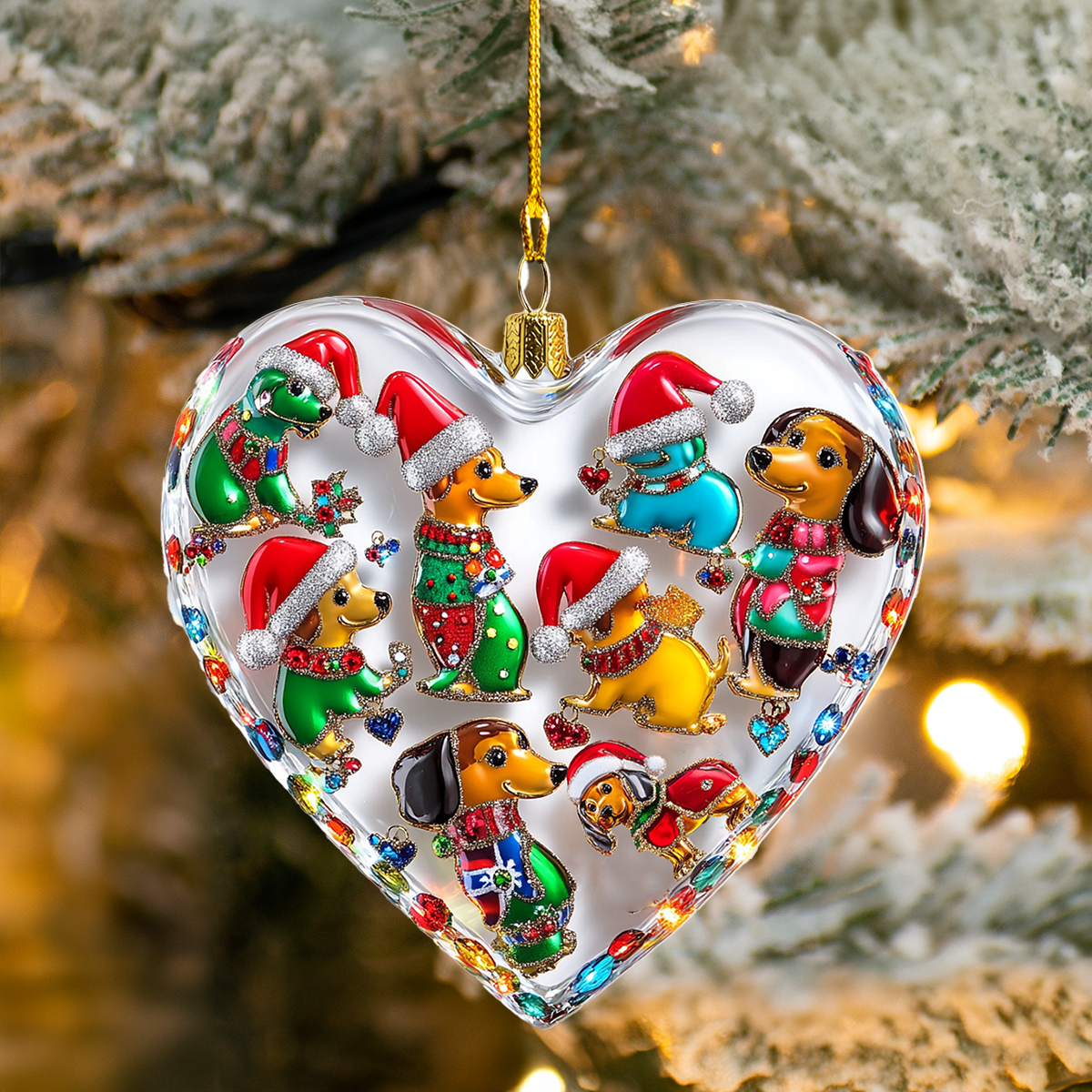 Acrylic Ornament Dachshund Delight Cozy Christmas Tree Decoration