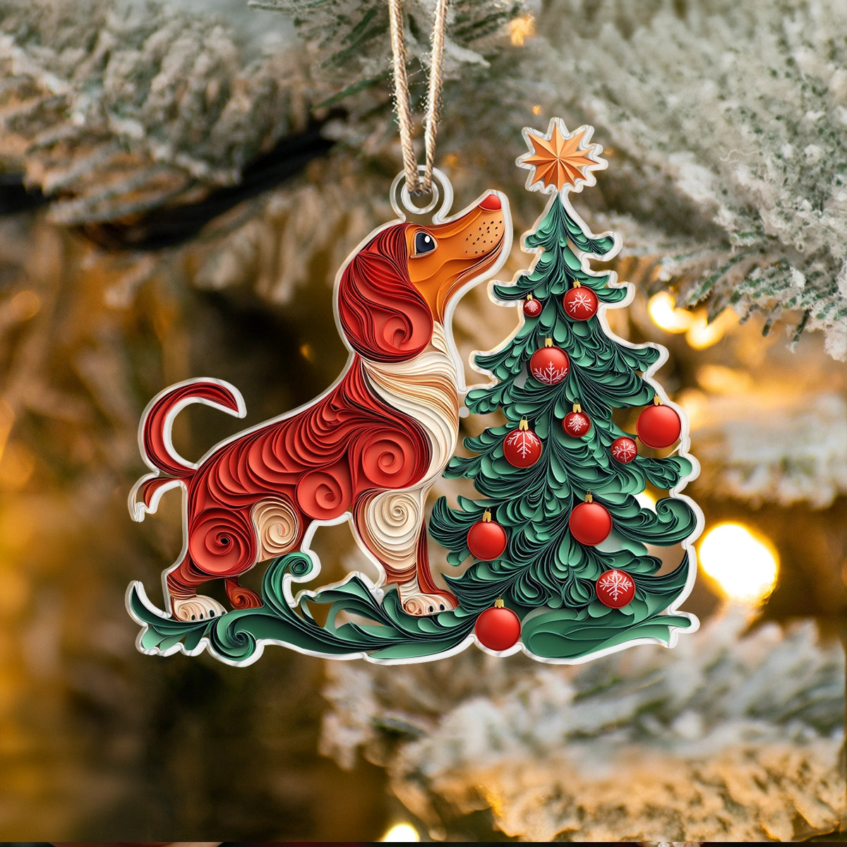 Acrylic Ornament Dachshund Festive Paws Tree Heartfelt Ornament For Mom