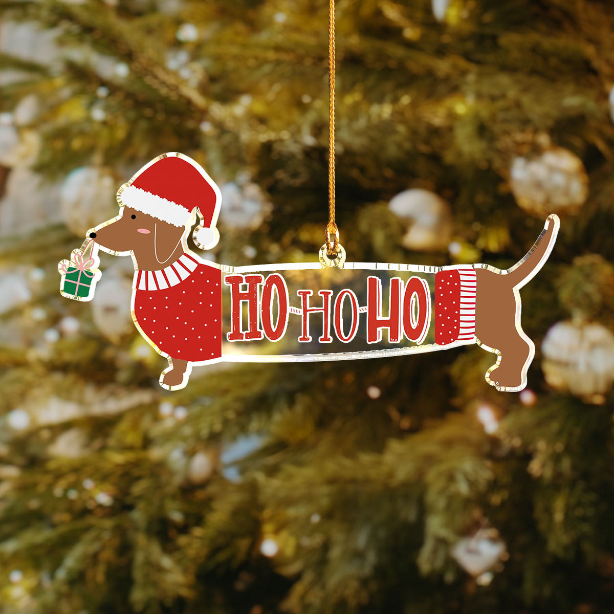 Acrylic Ornament Dachshund Hohoho Perfect Gift For Her Unique Keepsake Ornament Gift