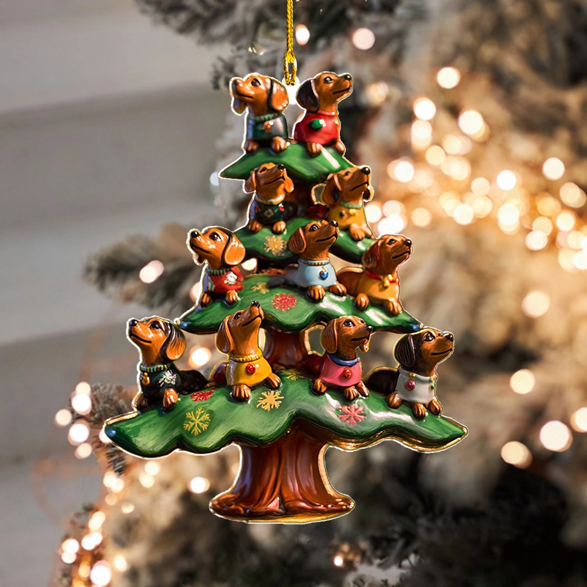 Acrylic Ornament Dachshund Holiday Tree Festive Merch Ornament Design