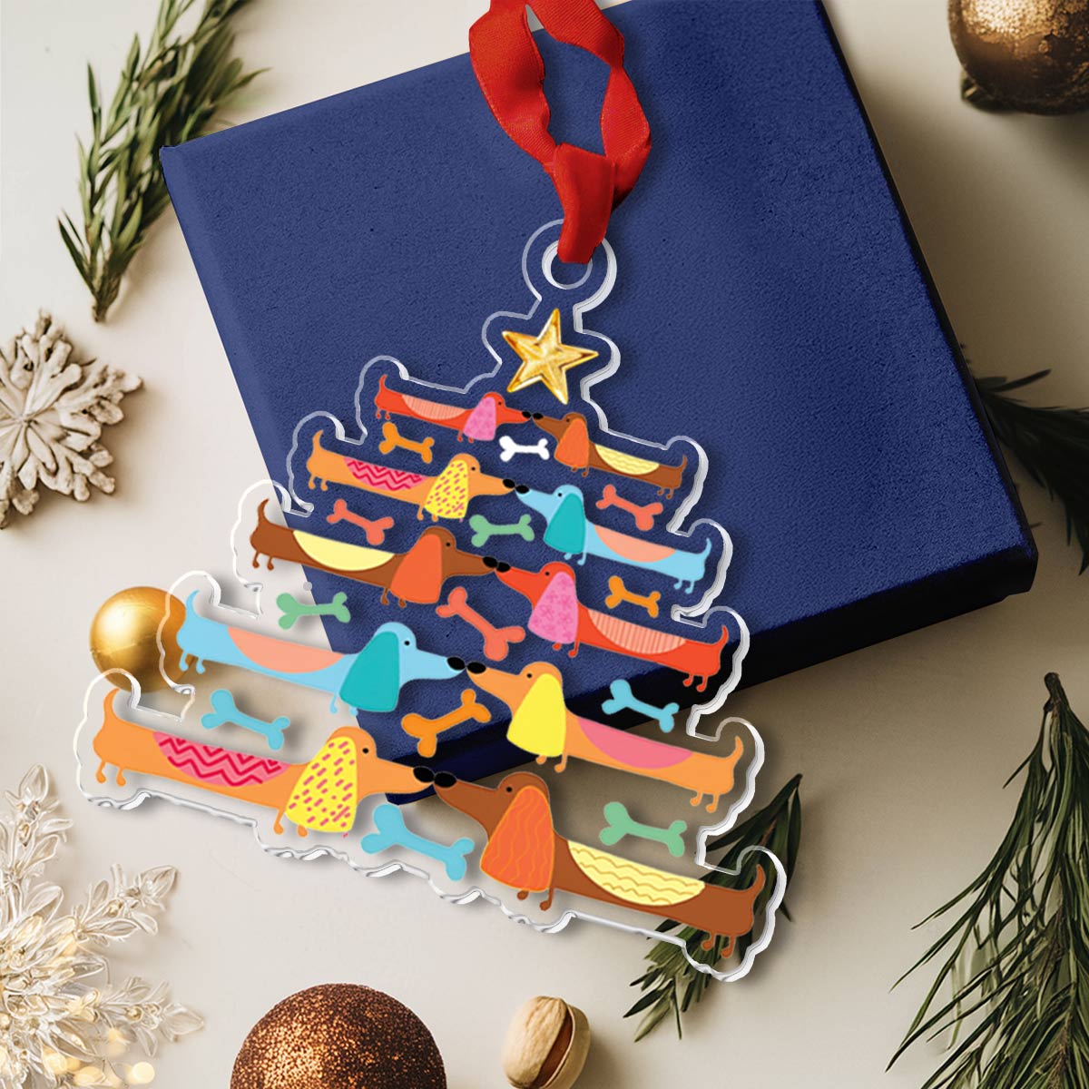 Acrylic Ornament Dachshund Tree Festive Christmas Tree Ornament