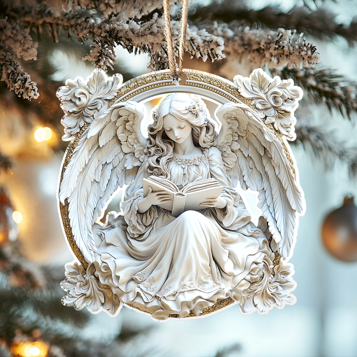 Acrylic Ornament Divine Reading Angel Beautiful Home Ornament Gift