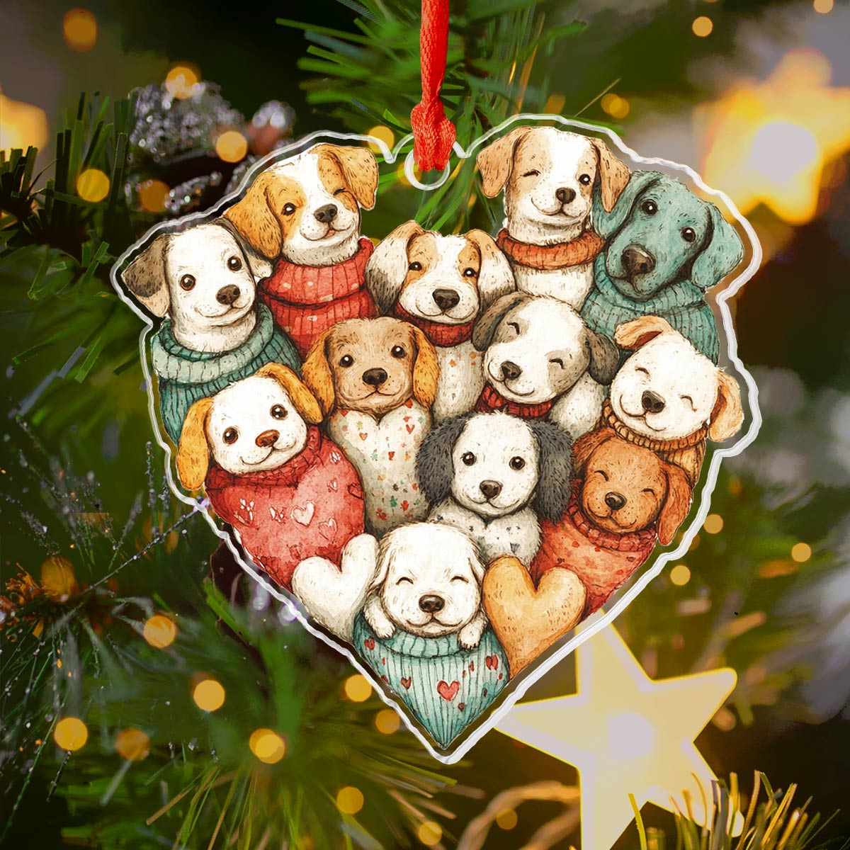 Acrylic Ornament Dog Heart Charming Merch For Christmas Beautiful Home Ornament Gift