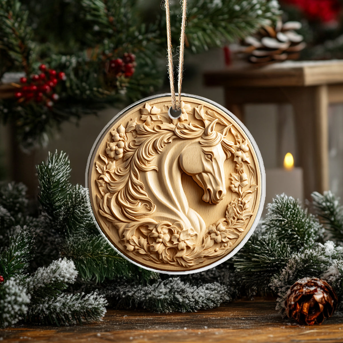 Acrylic Ornament Elegant Horse Wooden Adorable Ornament For Friends
