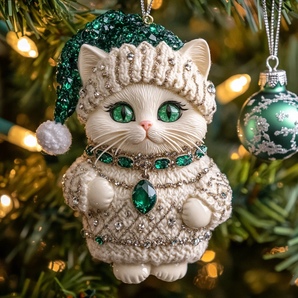 Acrylic Ornament Emerald Purrfection Kitty Special Holiday Tree Decor