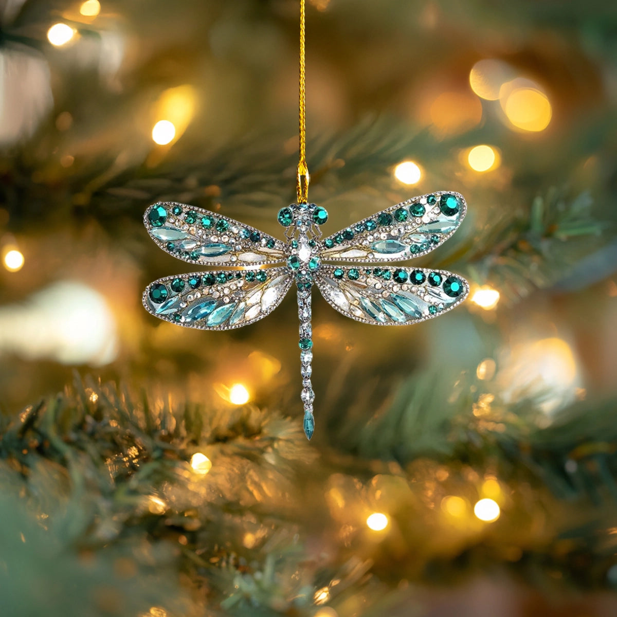 Acrylic Ornament Emerald Sparkle Dragonfly Beautiful Home Ornament Gift