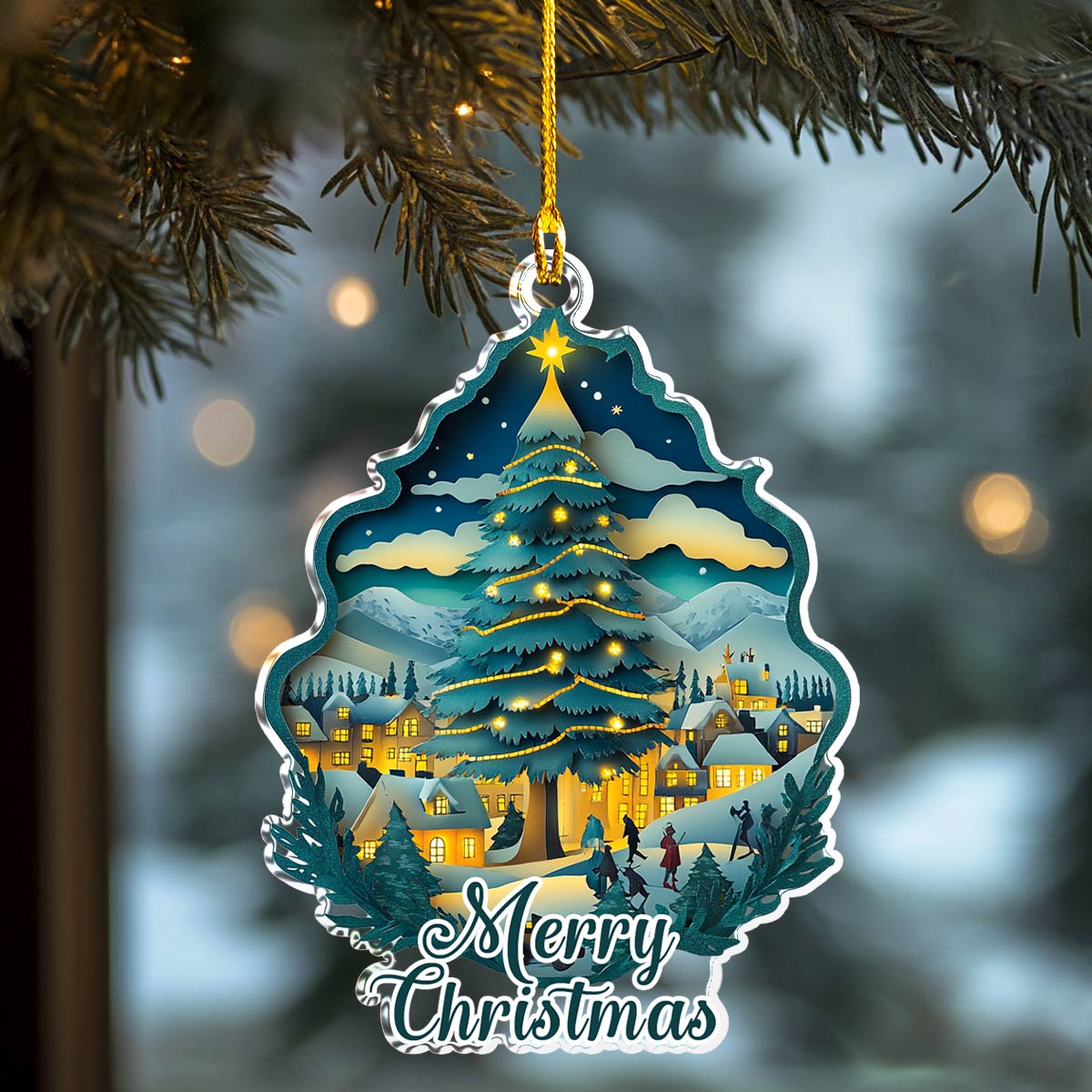 Acrylic Ornament Enchanted Cityscape Memorable Family Ornament